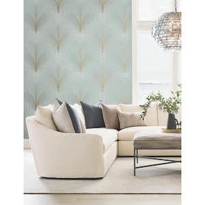 Sage Papyrus Plume Metallic Non-Pasted Non-Woven Paper Wallpaper