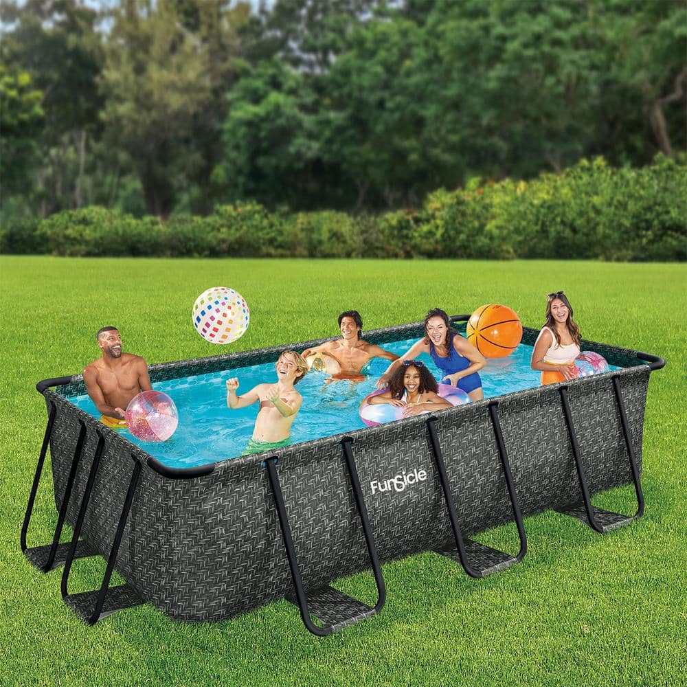 13ft x 7ft Gray Rectangular Above Ground Lap Pool with Filter and Pump