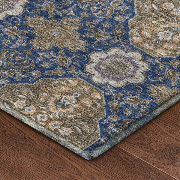 Mayfield Premium Machine Washable Abstract AMF2483 Navy 2 ft. x 3 ft. Accent Rug