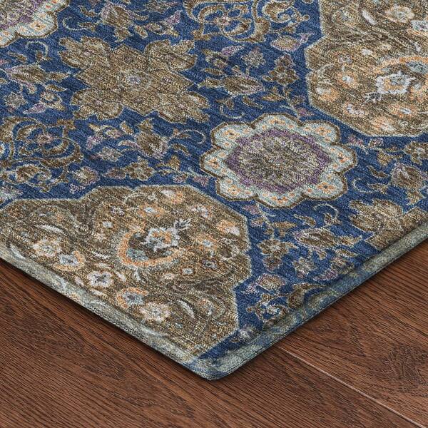 Mayfield Premium Machine Washable Abstract AMF2483 Navy 9 ft. x 12 ft. Area Rug