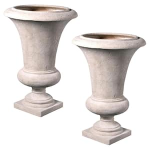 Viennese 40.5 in. H Ancient Ivory Fiberglass Large Architectural Garden Urn (Set of 2)