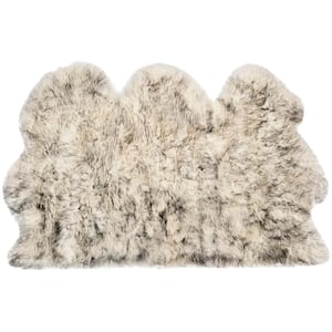 Sheep Skin Ivory/Smoke Grey Doormat 3 ft. x 5 ft. Solid Area Rug