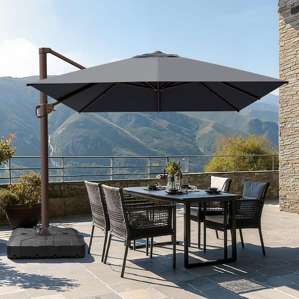 Crestlive Products 12.5 ft. x 10 ft. Rectangular Cantilever Patio Umbrella  in Tan Brown with 260 lbs. Base Stand CL-UWB3824TAN-1 - The Home Depot