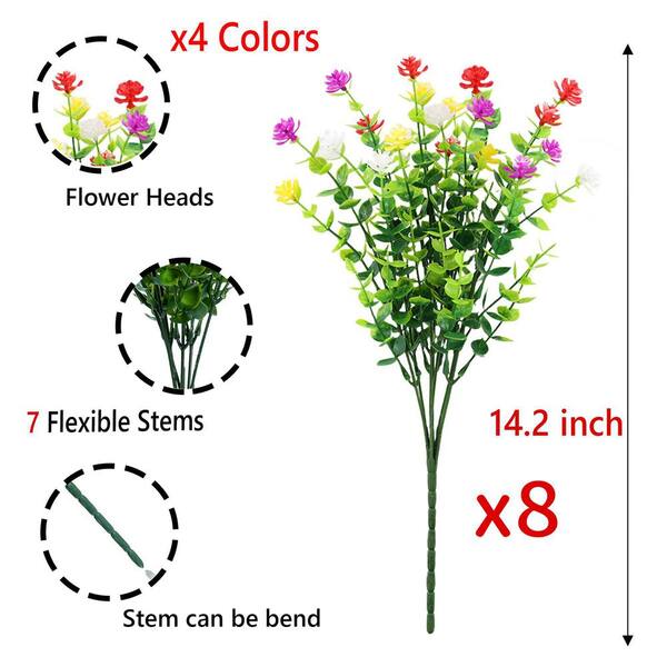 Afoxsos 14.1 in. Mixed Color Outdoor Artificial Flower Shrubs