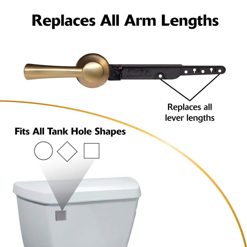 Universal Brushed Gold Toilet Handle with Metal Lever