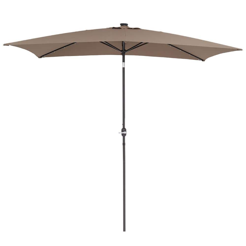 6.5 ft. x 10 ft. Steel Market Patio Umbrellas with Solar Lights and Tilt Bu