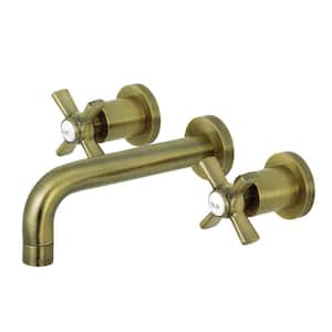 Millennium 2-Handle Wall-Mount Bathroom Faucets in Antique Brass