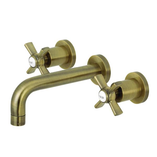 Kingston Brass Millennium 2-Handle Wall-Mount Bathroom Faucets in Antique Brass