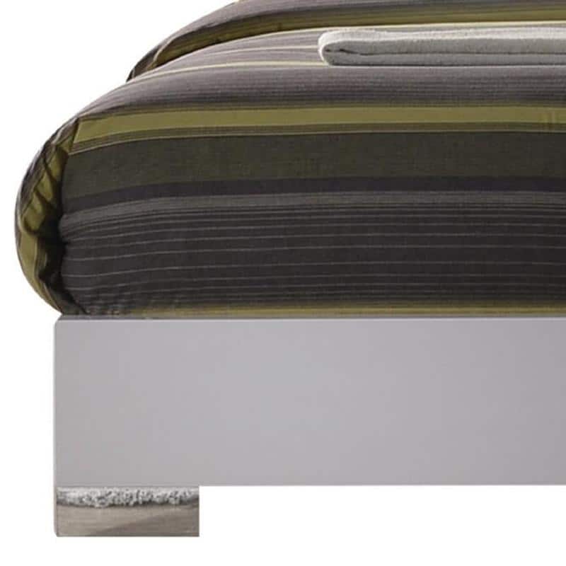 White Queen Upholstered Bed with Crystal Accented Headboard
