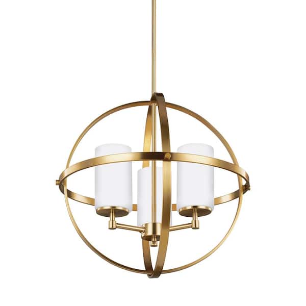 Generation Lighting Alturas 3-Light Satin Brass Modern Contemporary Hanging Globe Chandelier