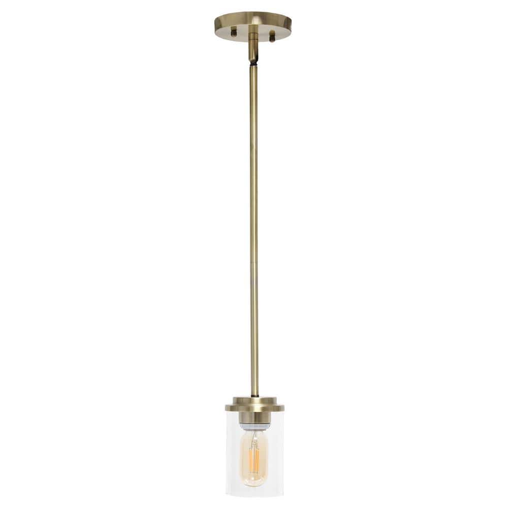 Antique Brass 6" Clear Glass Farmhouse Pendant Light
