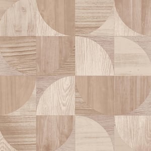 Wood Round Shapes Brown Matte Non-Pasted Vinyl Wallpaper