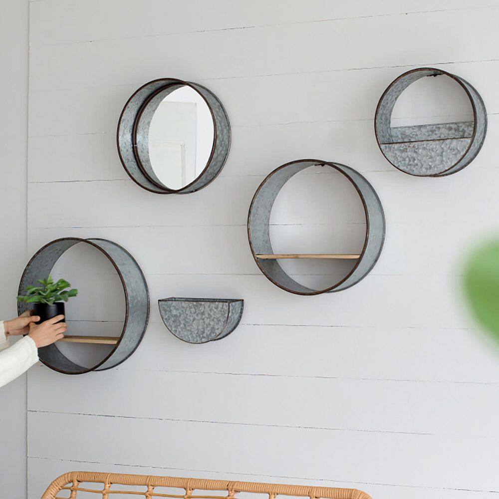 17 in. x 17 in. Gray lron Metal Round Farmhouse Round Wall Planter Raised Garden Bed （5-Pack） price history on PriceWatchPro