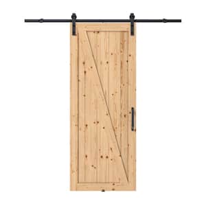 37 in. x 84 in. x 1-1/38 in. Chalet Unfinished Knotty Pine Wood Sliding Door Hardware Kit