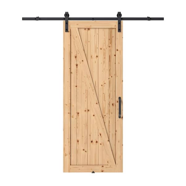 Colonial Elegance 37 in. x 84 in. x 1-1/38 in. Chalet Unfinished Knotty Pine Wood Sliding Door Hardware Kit