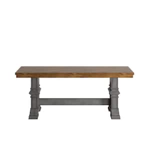 Antique Grey Two-Tone Trestle Leg Wood Dining Bench 47.24 in. W x 14.17 in. D x 18.5 in. H