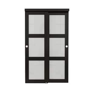 EH PUERTA 60 in. x 80 in. 3-Lites Tempered Frosted Glass MDF Closet ...