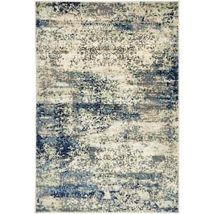 Well Woven Luxury Supurasshu Blue 4 ft. x 6 ft. Modern Industrial