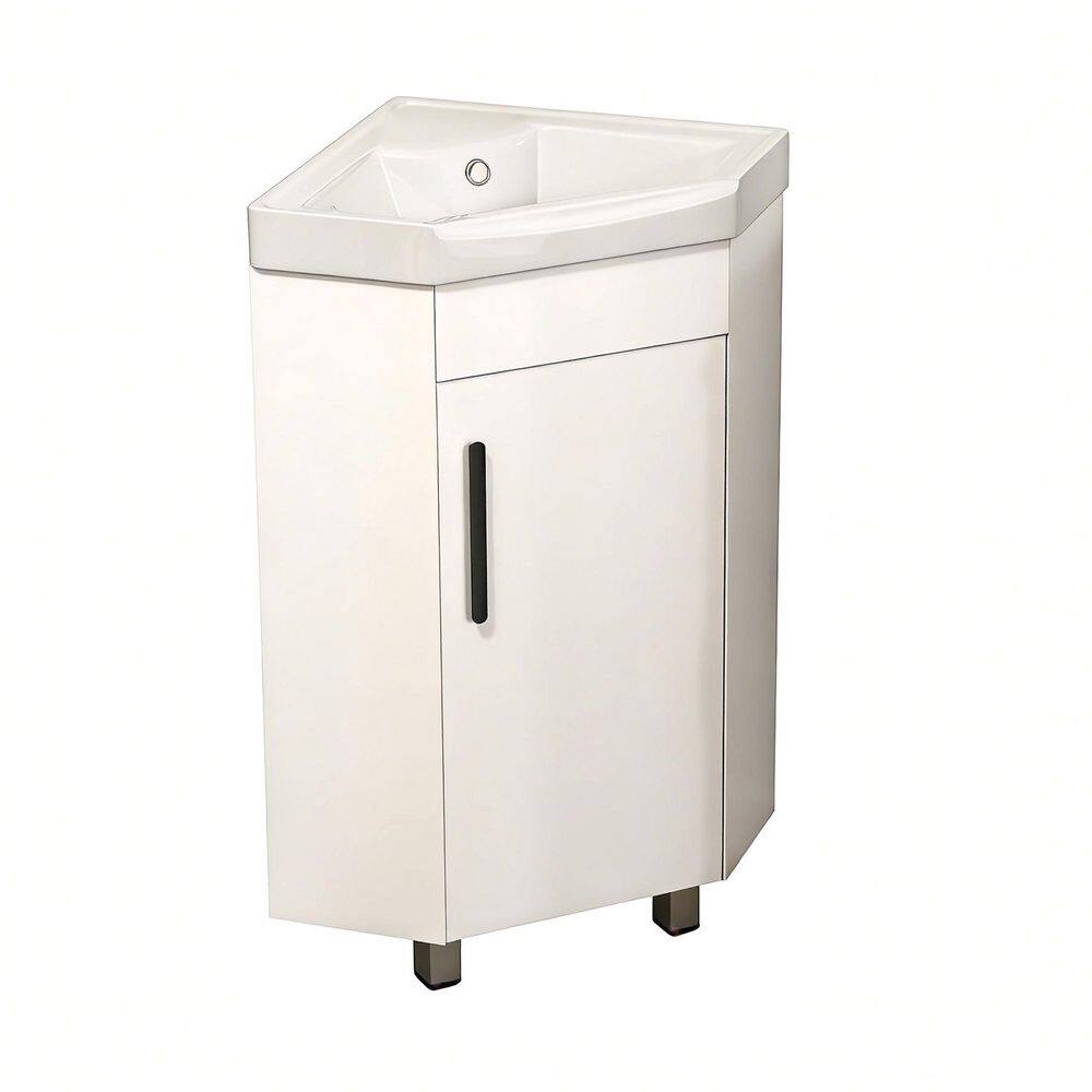 24 in. W Freestanding Triangular Single White Bath Vanity with White Ceramic Sink Top Unassembled, for Small Room price history on PriceWatchPro