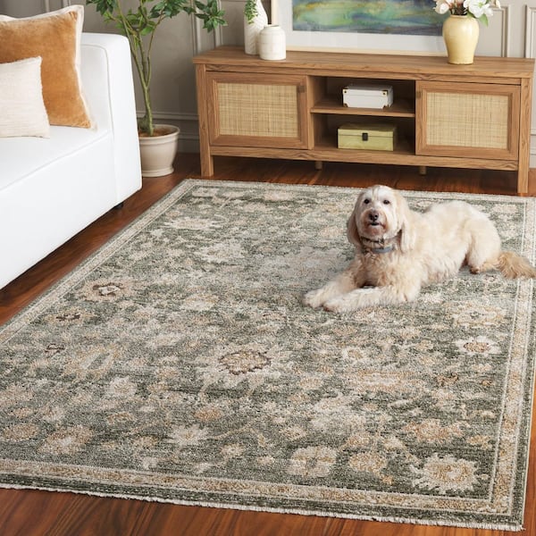 SAFAVIEH Hazel 5 ft. x 8 ft. Green/Beige Abstract Floral Area Rug