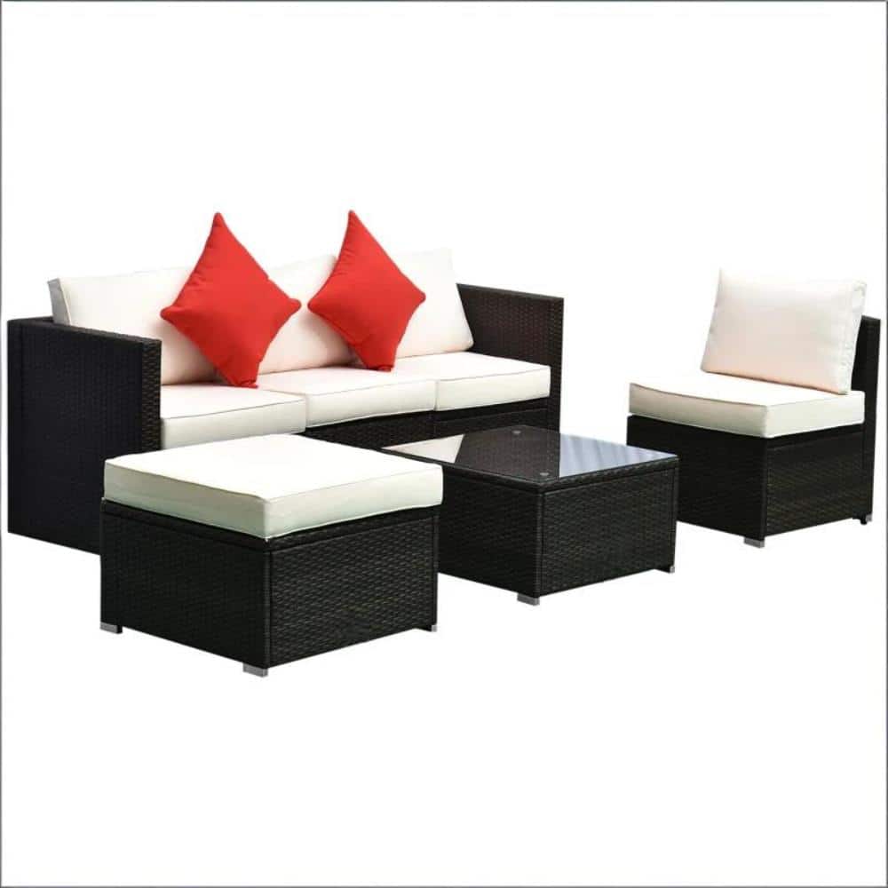 Brown Wicker Modern Outdoor Furniture Conversation Set, 6-Piece Patio Furniture Set price history on PriceWatchPro