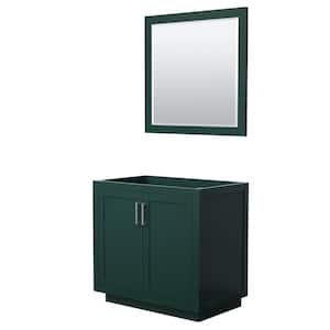 Miranda 35.25 in. W x 21.75 in. D x 33 in. H Single Sink Bath Vanity Cabinet without Top in Green with 34 in. Mirror