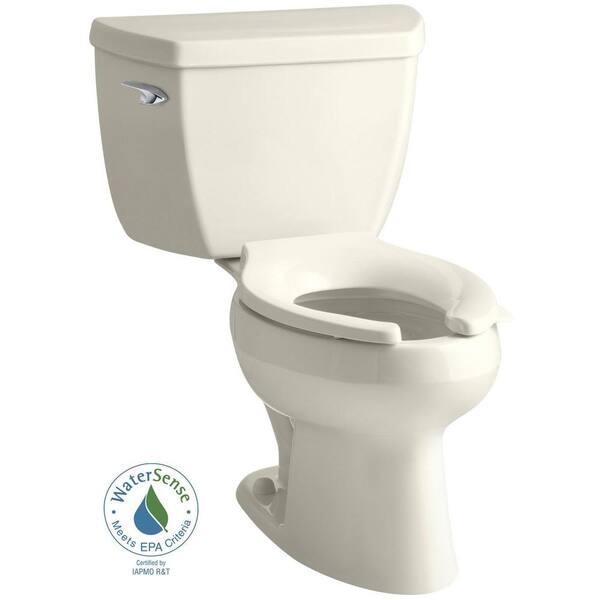KOHLER Wellworth Classic 2-piece 1.0 GPF Single Flush Elongated Toilet in Biscuit, Seat Not Included