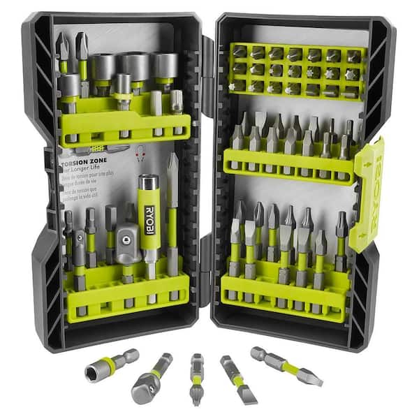 Ryobi One+ 18V Cordless 4-Tool Combo Kit with 4.0 Ah Battery, 1.5 Ah Battery, Charger, and Impact Rated Driving Kit (70-Piece)
