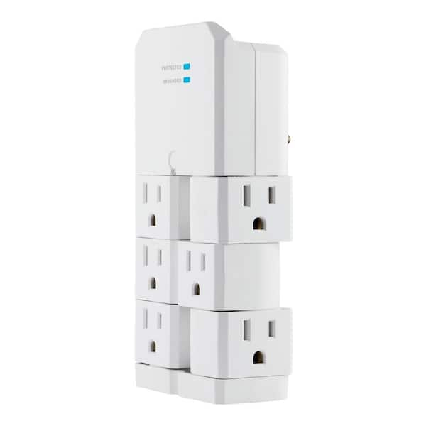 6-Outlet Pro Surge Protector Tap with Swivel Outlets, White