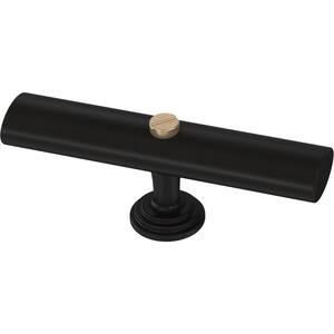 Riveted 3 in. (76 mm) Matte Black with Champagne Bronze Elongated Bar Cabinet Knob