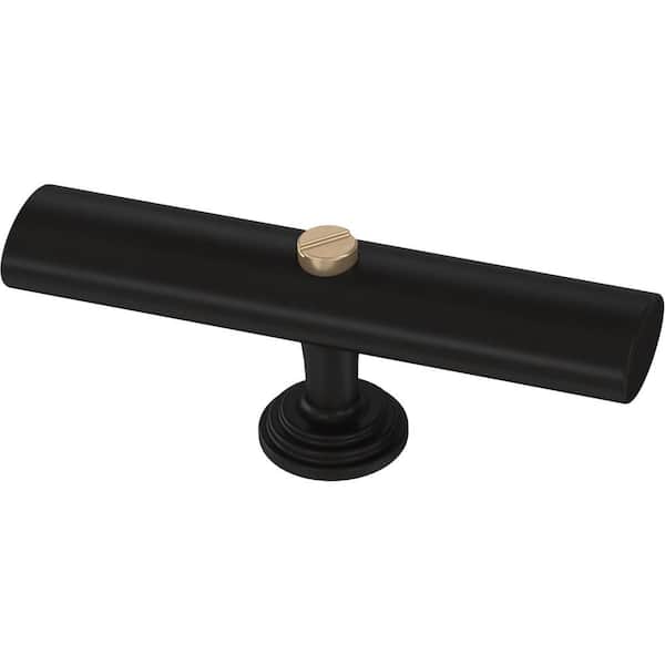 Liberty Riveted 3 in. (76 mm) Matte Black with Champagne Bronze Elongated Bar Cabinet Knob