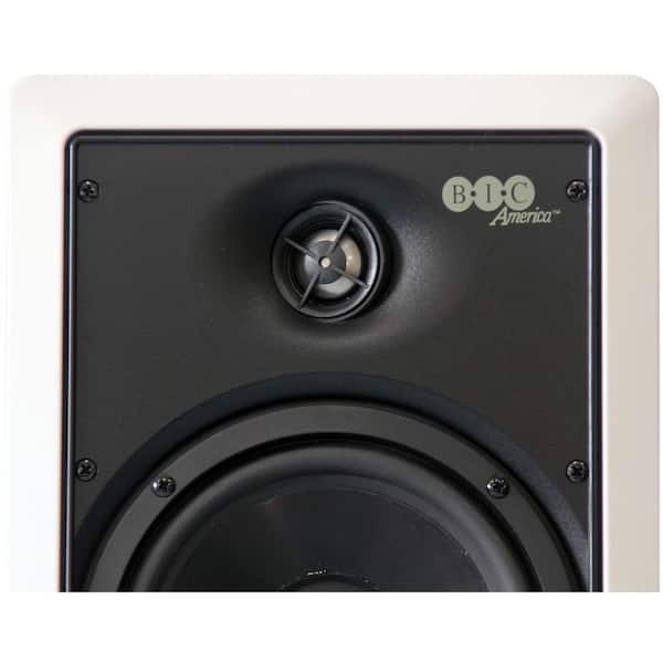 150W 6.5 in. Weather-Resistant In-Wall Speakers with Pivoting Tweeters-  Metal and Cloth Grills