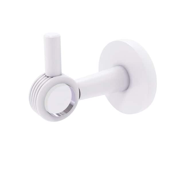 Allied Brass Clearview Collection J-Hook Robe/Towel Hook with Groovy Accents in Matte White
