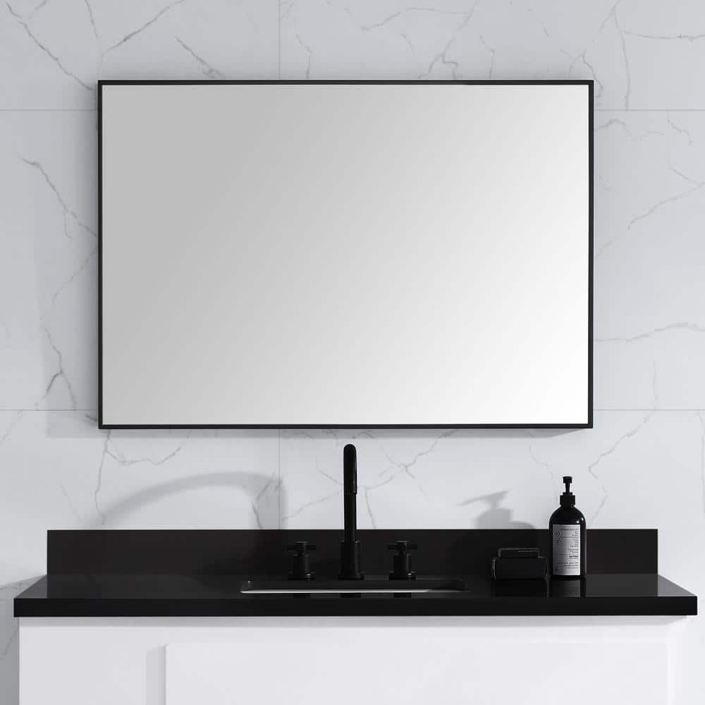 Sonoma 39" x 28" Matte Black Rectangular Bathroom Vanity Mirror