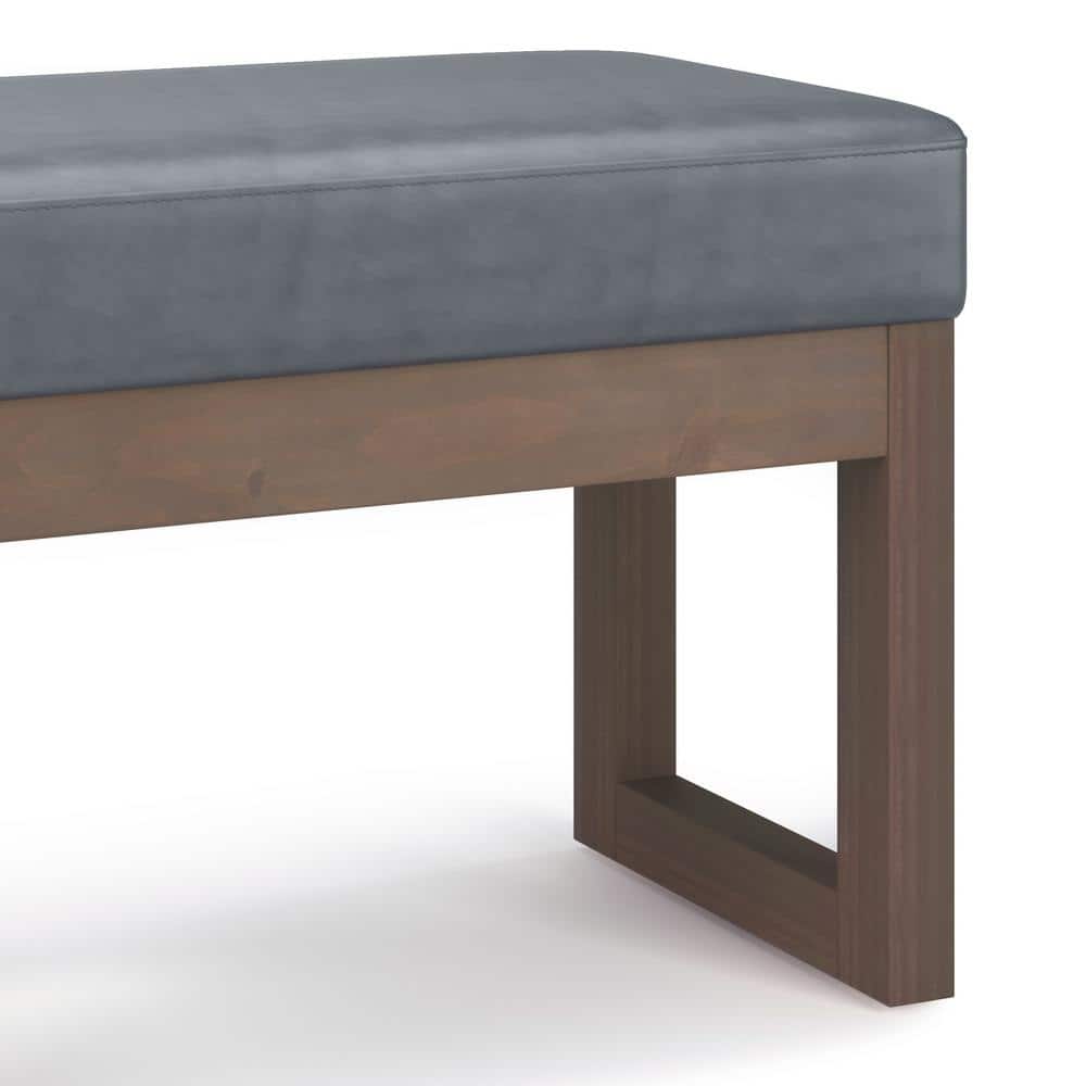 Milltown Stone Grey Faux Leather Narrow Profile Ottoman Bench