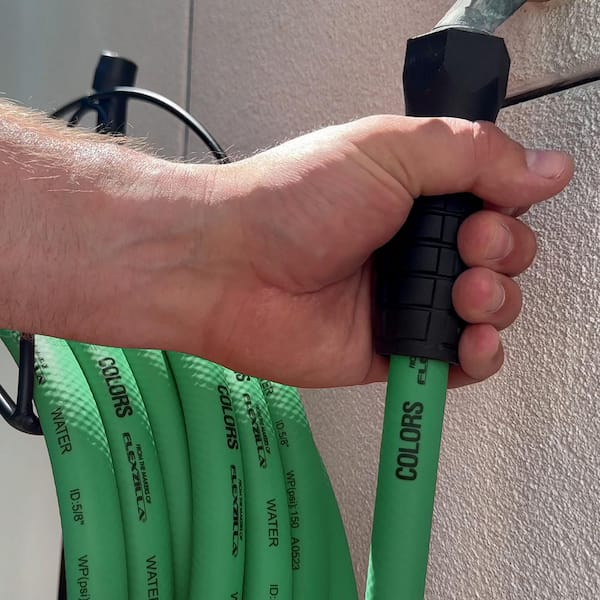 Colors Series 5/8 in. x 5 ft. 3/4 in. Garden Hose with SwivelGrip in Forest Green