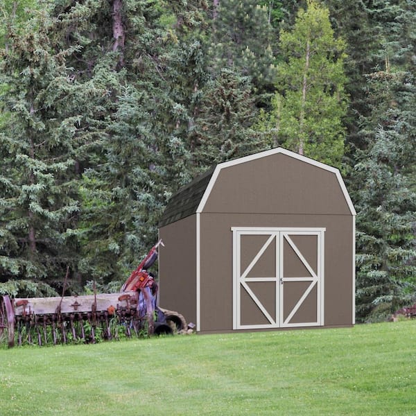 Pro Assembled Hudson 12 ft. x 24 ft. Barn Style Wood Storage Shed with Floor - Onxy Black Shingles (288 sq. ft.)