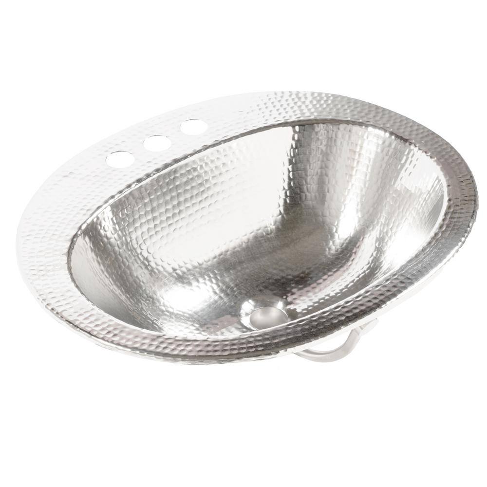 Seville 20" Nickel Oval Drop-In Bath Sink with Chrome Faucet