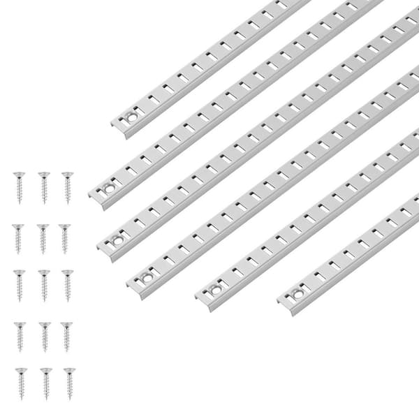 Adjustable Steel Shelf Pilaster, 36.34in. 6-Pack with Mortise Mount Brackets & Screws for Wall Cabinet & Closet Shelving