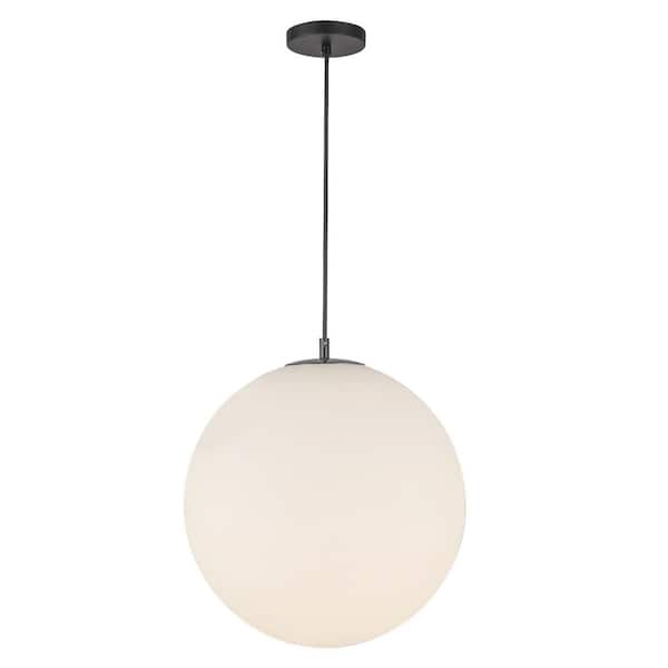 Marco 16-in (196-in Wire) 1 Light 60-Watt Black/Opal Glass Pendant Light