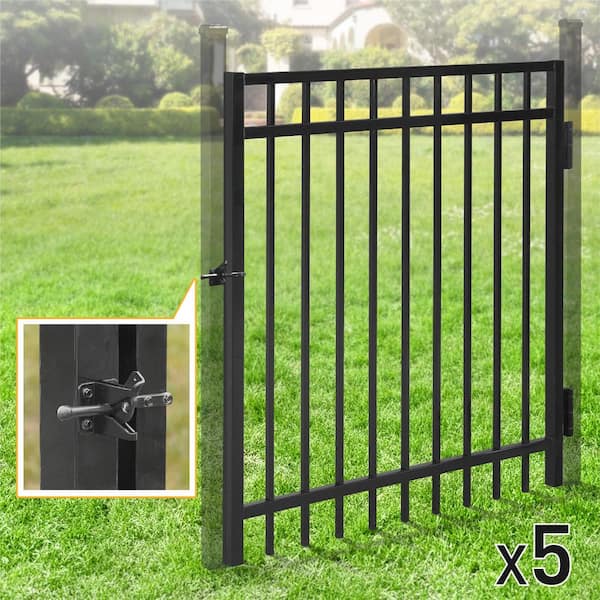 4 ft. x 4 ft. Flat Top Anti-Rust Metal Fence Gate, Decorative Garden Gate (Pack of 5)