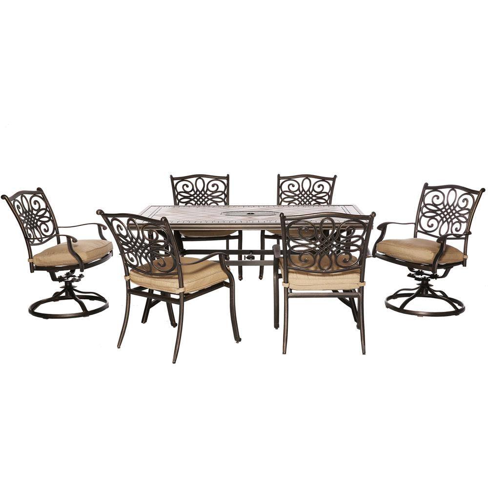 Hanover Monaco 7Piece Rectangular Patio Dining Set with Natural Oat