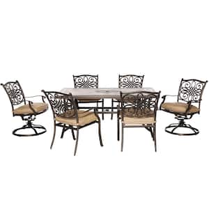 Monaco 7-Piece Rectangular Patio Dining Set with Natural Oat Cushions