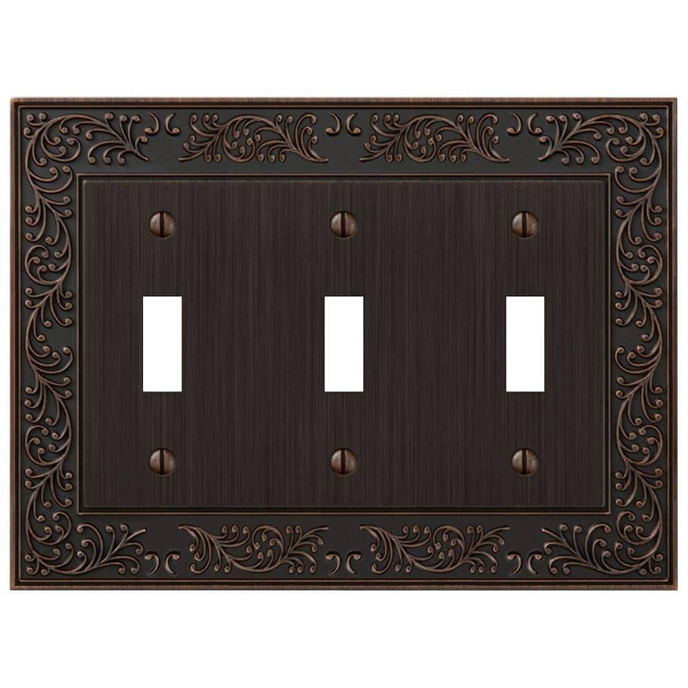 Aged Bronze Triple Toggle Cast Metal Wallplate