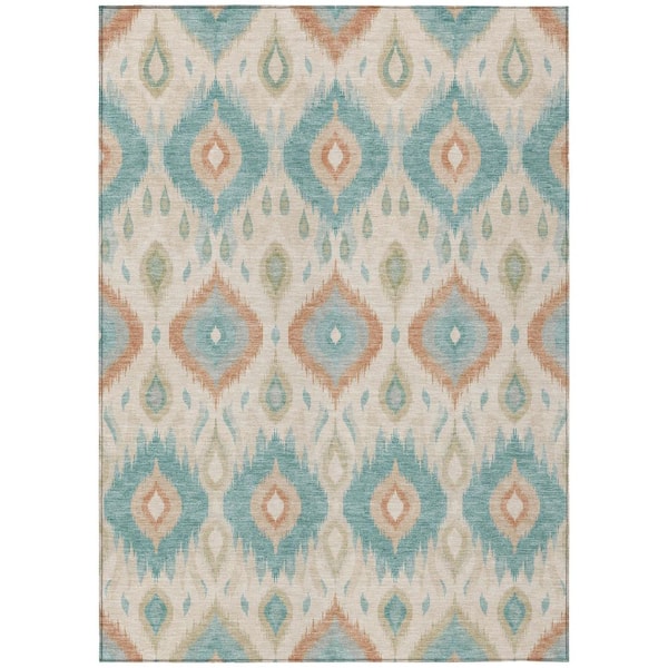 Chantille Machine Washable Indoor/Outdoor Abstract ACN3120 Teal 5 ft. x 7 ft. 6 in. Area Rug