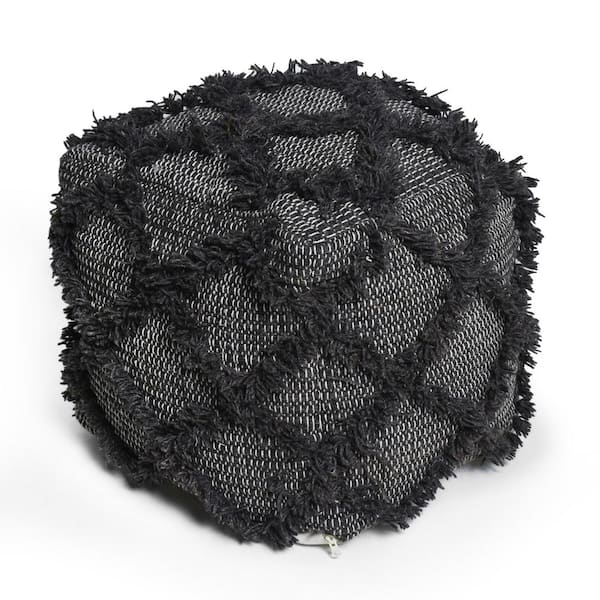 Noble House Cohen Brown Handcrafted Fabric Cube Pouf