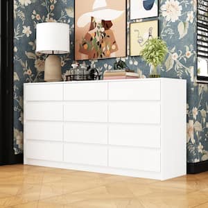 White 32 in. Height Wooden Storage Cabinet, Chest of Drawers, Dresser for Home Storage with 12-Drawer