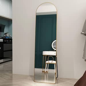 59.8 in. W x 16.5 in. H Aluminium Alloy Metal Framed Arched Wall Mounted/Standing Mirror, Gold
