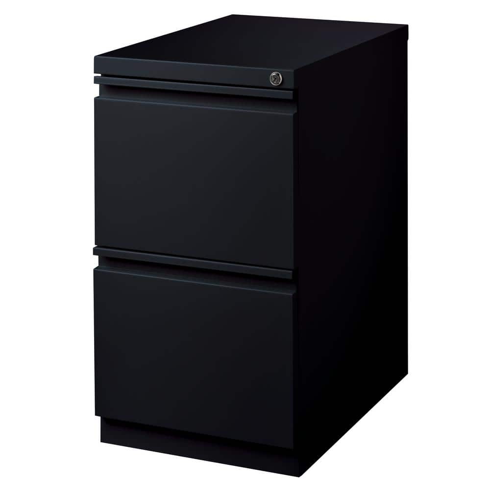 Black Steel 2-Drawer Lockable Mobile Pedestal File Cabinet