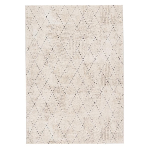 Jaipur Living Annistyn Cream/Black 6 ft. 7 in. x 9 ft. 6 in. Trellis Rectangle Area Rug